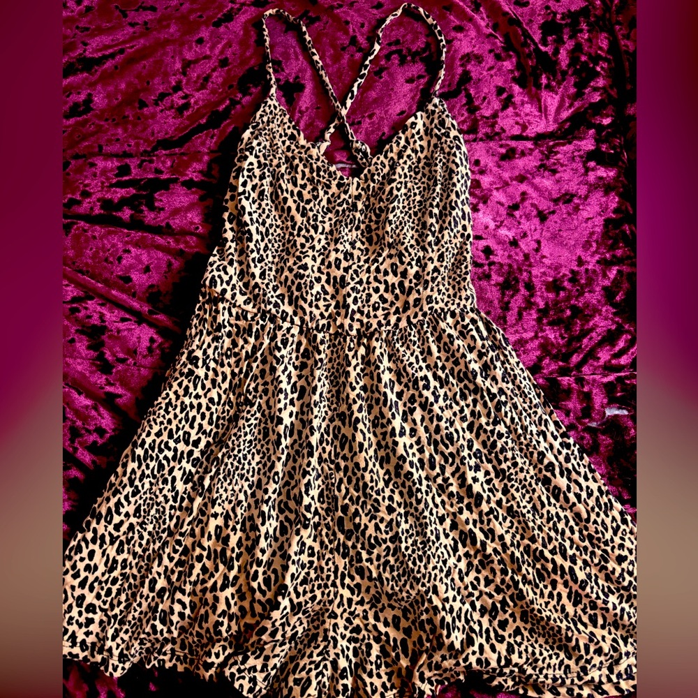 Leopard Print Spaghetti Strap Romper